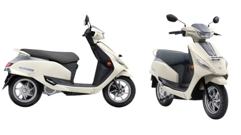 Suzuki e-Access Pearl Grace White with Metallic Mat Fibroin Grey Colour